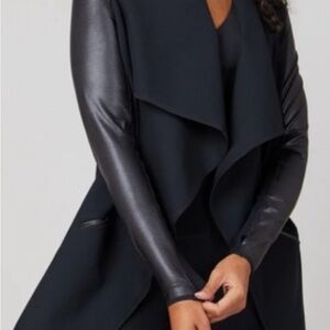 NWOT SPANX Black Faux Leather Detailed Convertible JacketTailored Classic Design